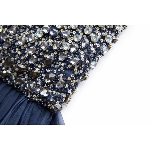 Jovani Strapless Blue and Silver Dress - Picture 14 of 15